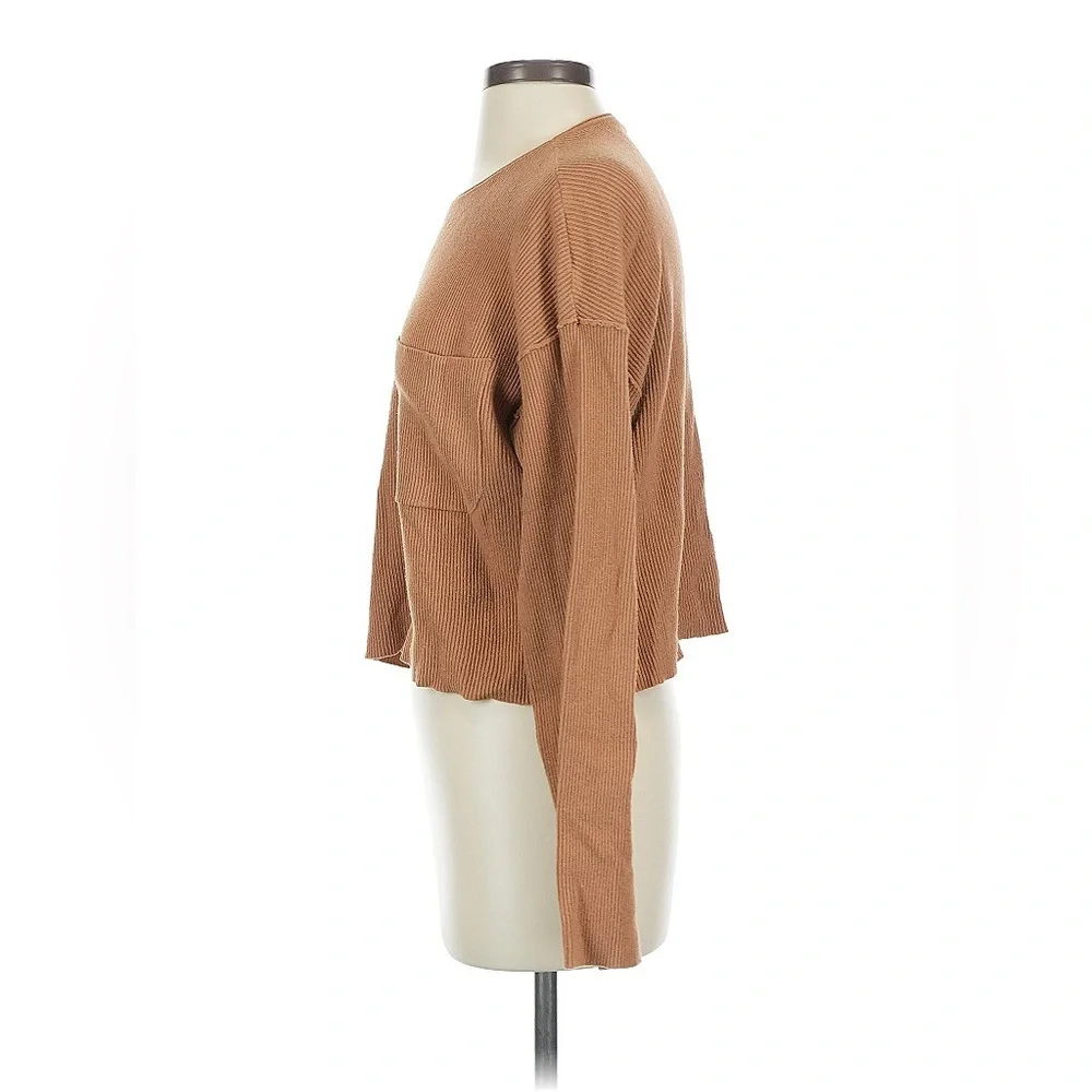 &merci Tan Ribbed Oversized Cropped Sweater‎ Top Small S